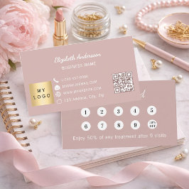 Dusty rose pink qr code business logo ロイヤリティカード