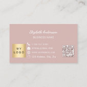 Dusty rose pink qr code business logo ロイヤリティカード (裏面)