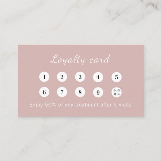 Dusty rose pink qr code business logo ロイヤリティカード (正面)