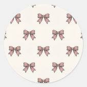 Dusty Rose Pink Ribbon Bows Elegant Coquette Holid ラウンドシール (正面)