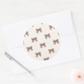 Dusty Rose Pink Ribbon Bows Elegant Coquette Holid ラウンドシール (封筒)