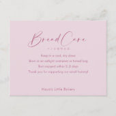 Dusty Rose Pink Script Bread Care Instructions サンキューカード (正面)