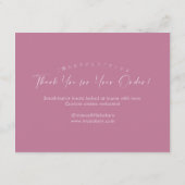 Dusty Rose Pink Script Cookie Care Instructions サンキューカード (裏面)