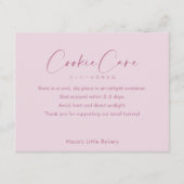 Dusty Rose Pink Script Cookie Care Instructions サンキューカード (正面)