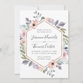 Dusty Rose Pink Watercolor Floral Frame | ウェディング 招待状 (正面)