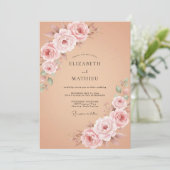 Dusty Rose Romantic Garland Wedding 招待状 (スタンド正面)