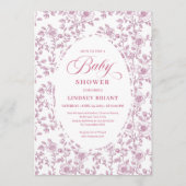 Dusty Rose Rose Pattern Pink Baby Shower Invitatio 招待状 (正面)