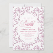 Dusty Rose Rose Pattern Pink Bridal Shower InvitE 招待状 (正面)