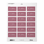 Dusty Rose Script Family Return Address Label ラベル (フルシート)