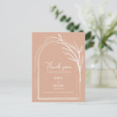 Dusty Rose Simple Arch Botanical Wedding Thank You ポストカード (スタンド正面)