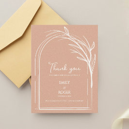 Dusty Rose Simple Arch Botanical Wedding Thank You ポストカード