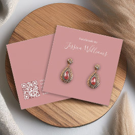 Dusty Rose Simple QR Code Earring Display Card