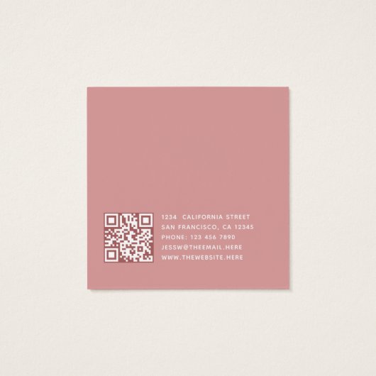 Dusty Rose Simple QR Code Earring Display Card (裏面)
