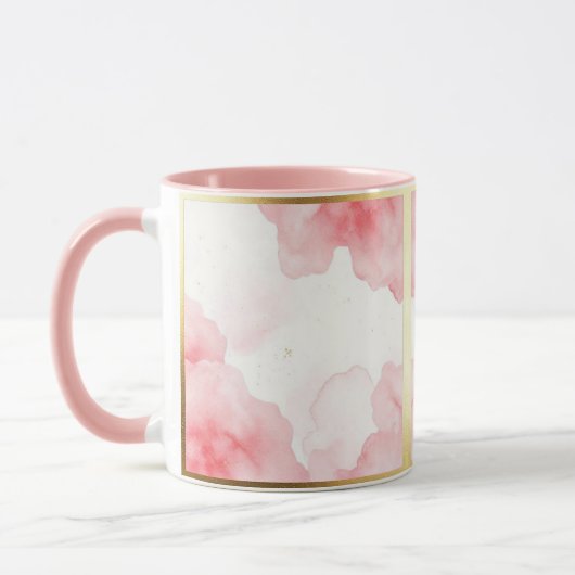 Dusty Rose Sprinkled Gold Frame Tasse マグカップ (左)