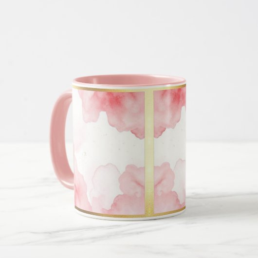 Dusty Rose Sprinkled Gold Frame Tasse マグカップ (正面左)