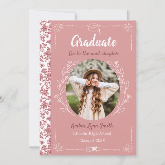 Dusty Rose Story Book Graduation 招待状 (正面)