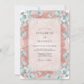 Dusty Rose Teal Whimsical Spring Wedding 招待状 (正面)