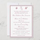 Dusty Rose Two Hearts Catholic Wedding Invitation 招待状 (正面)