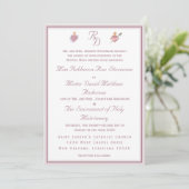 Dusty Rose Two Hearts Catholic Wedding Invitation 招待状 (スタンド正面)