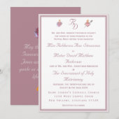 Dusty Rose Two Hearts Catholic Wedding Invitation 招待状 (正面/裏面)