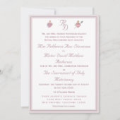 Dusty-Rose Two Hearts Catholic Wedding  Invitation 招待状 (正面)