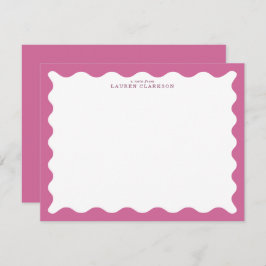 Dusty Rose Wavy Frame Note Card 招待状