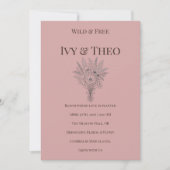 Dusty Rose Wedding Invitation Wildflower Boho 招待状 (正面)