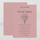 Dusty Rose Wedding Invitation Wildflower Boho 招待状 (正面/裏面)