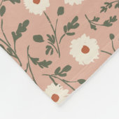 Dusty Rose White Modern Farmhouse Daisy Pattern フリースブランケット (角)