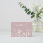 Dusty Rose Wildflower Details Card Wedding Insert エンクロージャーカード (スタンド正面)