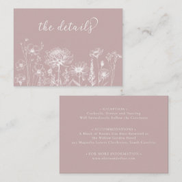 Dusty Rose Wildflower Details Card Wedding Insert エンクロージャーカード