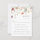Dusty Rose Wildflower Wedding Meal Choice RSVP (正面)