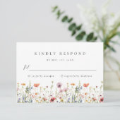 Dusty Rose Wildflower Wedding RSVP Card (スタンド正面)