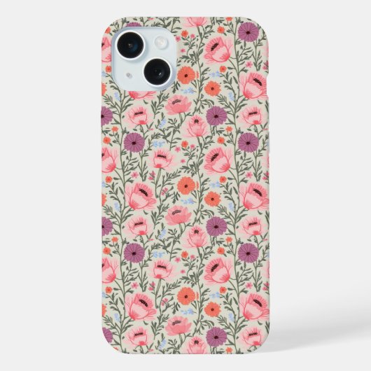 Dusty Rose Wildflowers Watercolor iPhoneケース (裏面)