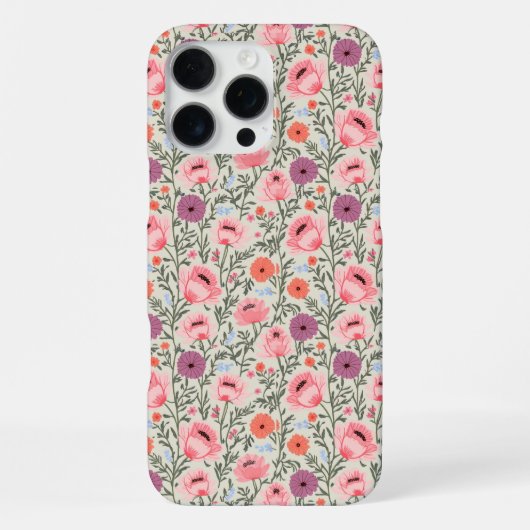 Dusty Rose Wildflowers Watercolor iPhoneケース (裏面)