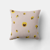 Dusty Rose Yellow Japanese Pansy Floral Pattern クッション (裏面)