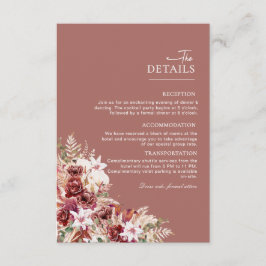 Dusty Rosewood & Blush Floral Wedding Details Card エンクロージャーカード
