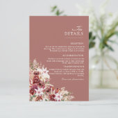 Dusty Rosewood & Blush Floral Wedding Details Card エンクロージャーカード (スタンド正面)