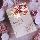 Dusty Rosewood & Burgundy Blush Floral Wedding  アクリル招待状