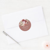 Dusty Rosewood & Burgundy Blush Floral Wedding  ラウンドシール (封筒)