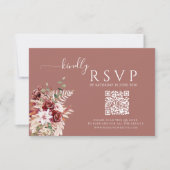 Dusty Rosewood & Burgundy Blush QR Wedding RSVP (正面)