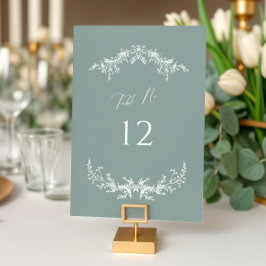 Dusty Sage Cottage Wedding Table Number Card Sign テーブルナンバー