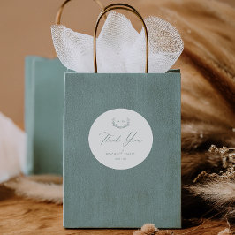 Dusty Sage Favor Sticker Wedding Thank you Tag ラウンドシール