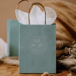 Dusty Sage Favor Sticker Wedding Thank you Tag ラウンドシール