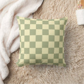 Dusty Sage Green and Butter Yellow Checkerboard クッション (ブランケット)