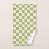 Dusty Sage Green and Butter Yellow Checkerboard バスタオルセット (ハンドタオル)