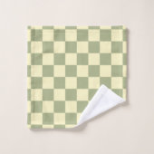 Dusty Sage Green and Butter Yellow Checkerboard バスタオルセット (ウォッシュタオル)