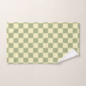 Dusty Sage Green and Butter Yellow Checkerboard バスタオルセット (ハンドタオル)