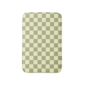 Dusty Sage Green and Butter Yellow Checkerboard バスマット (正面縦)