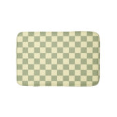 Dusty Sage Green and Butter Yellow Checkerboard バスマット (正面)
